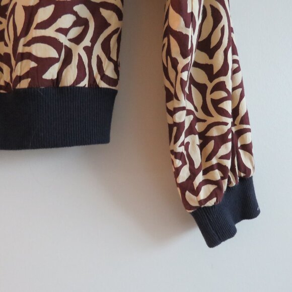 SOEUR Leaf Printed Cotton Bomber Chore Jacket Abstract Minimalist Sz 36 / US S - Picture 13 of 15
